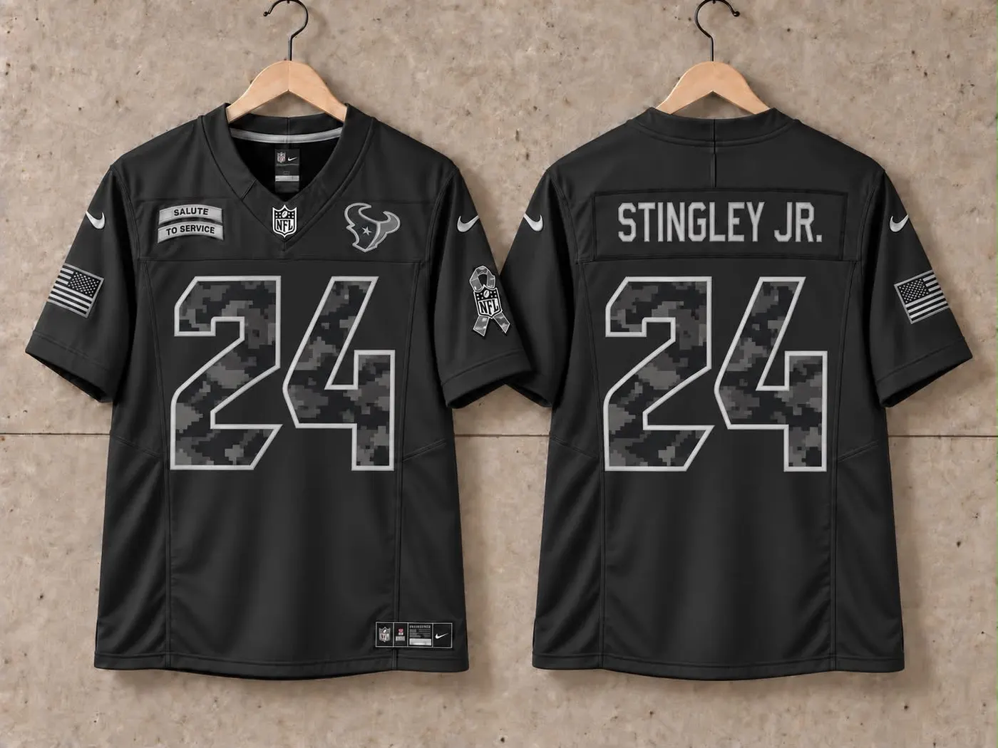 HOUSTON TEXANS DEREK STINGLEY JR BLACK SALUTE TO SERVICE JERSEY
