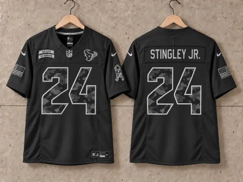 HOUSTON TEXANS DEREK STINGLEY JR BLACK SALUTE TO SERVICE JERSEY