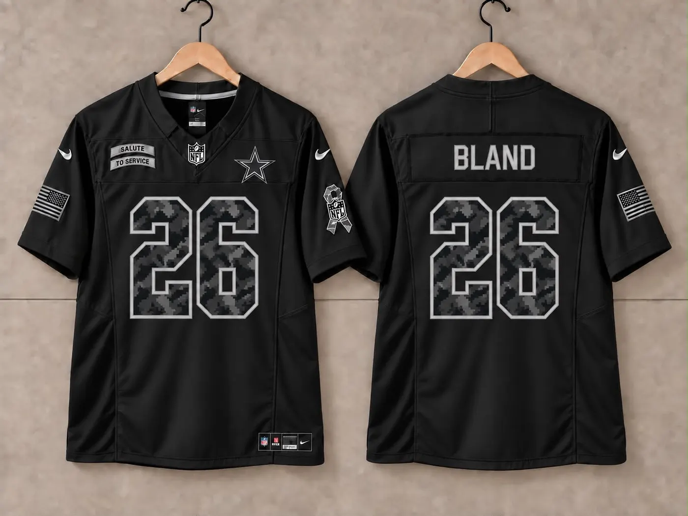 DALLAS COWBOYS DARON BLAND BLACK SALUTE TO SERVICE JERSEY