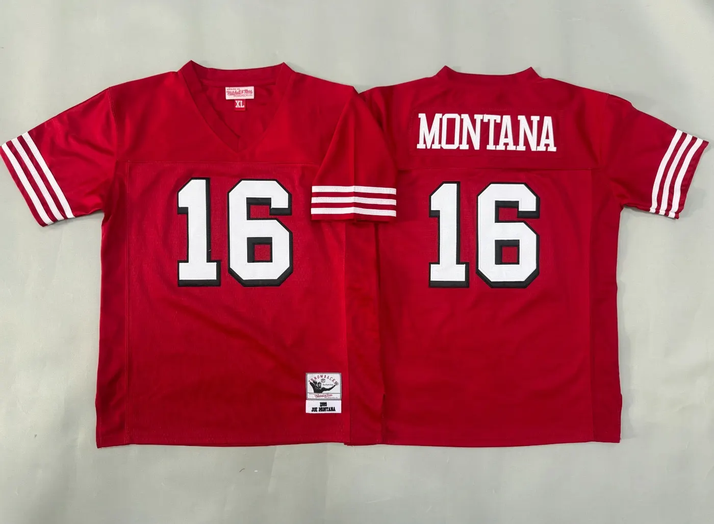 SAN FRANCISCO 49ERS JOE MONTANA RED VINTAGE JERSEY