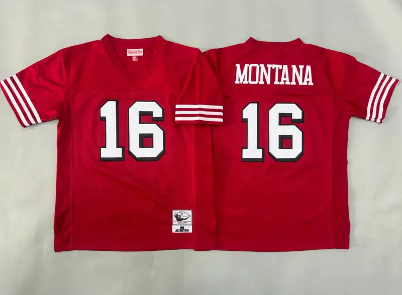 SAN FRANCISCO 49ERS JOE MONTANA RED VINTAGE JERSEY
