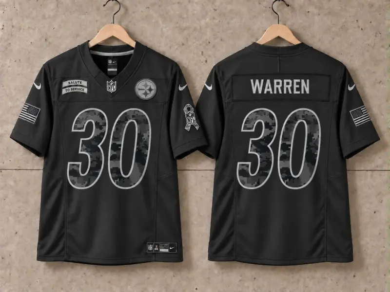 PITTSBURGH STEELERS JAYLEN WARREN BLACK SALUTE TO SERVICE JERSEY