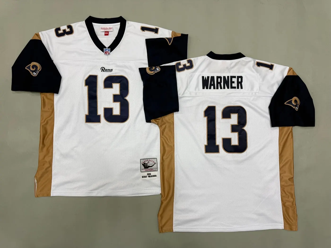 ST. LOUIS RAMS KURT WARNER WHITE VINTAGE JERSEY