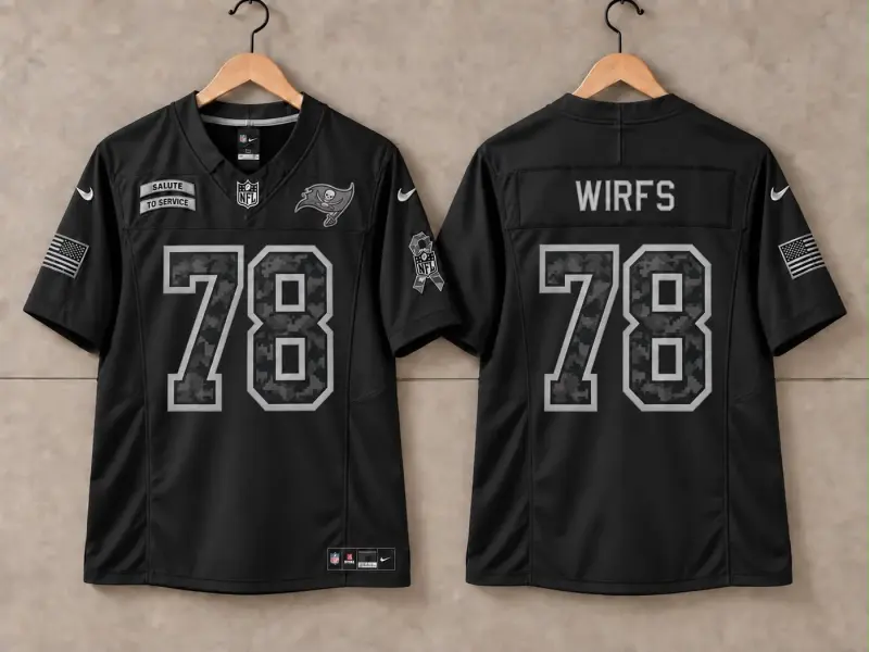 TAMPA BAY BUCCANEERS TRISTIAN WIRFS BLACK SALUTE TO SERVICE JERSEY