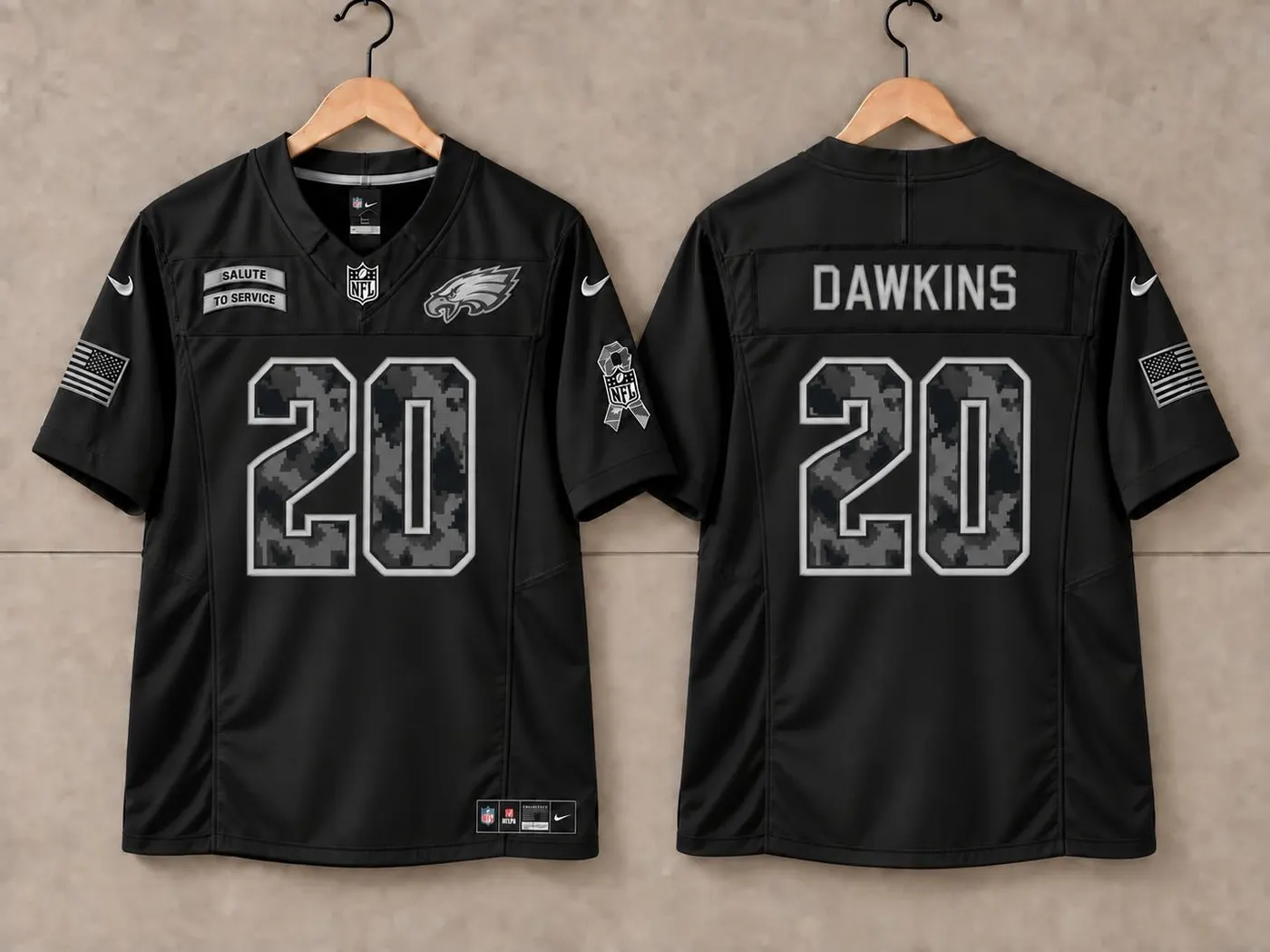 PHILADELPHIA EAGLES BRAIN DAWKINS SALUTE TO SERVICE BLACK JERSEY