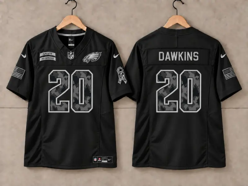 PHILADELPHIA EAGLES BRAIN DAWKINS SALUTE TO SERVICE BLACK JERSEY