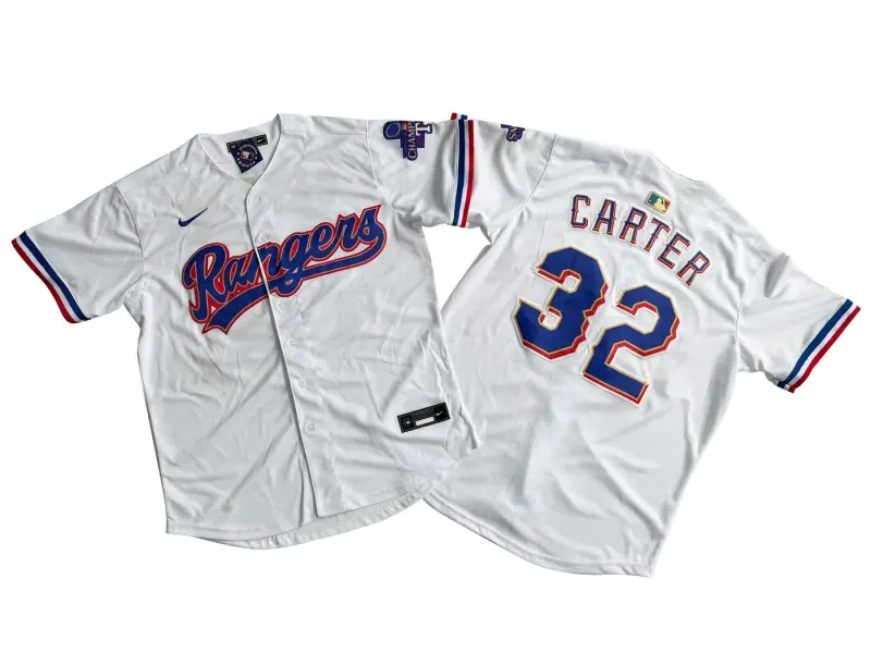 TEXAS RANGERS EVAN CARTER WHITE JERSEY