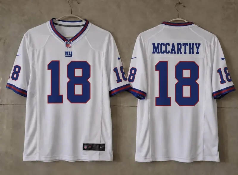 NEW YORK GIANTS JJ MCCARTHY WHITE RETRO JERSEY