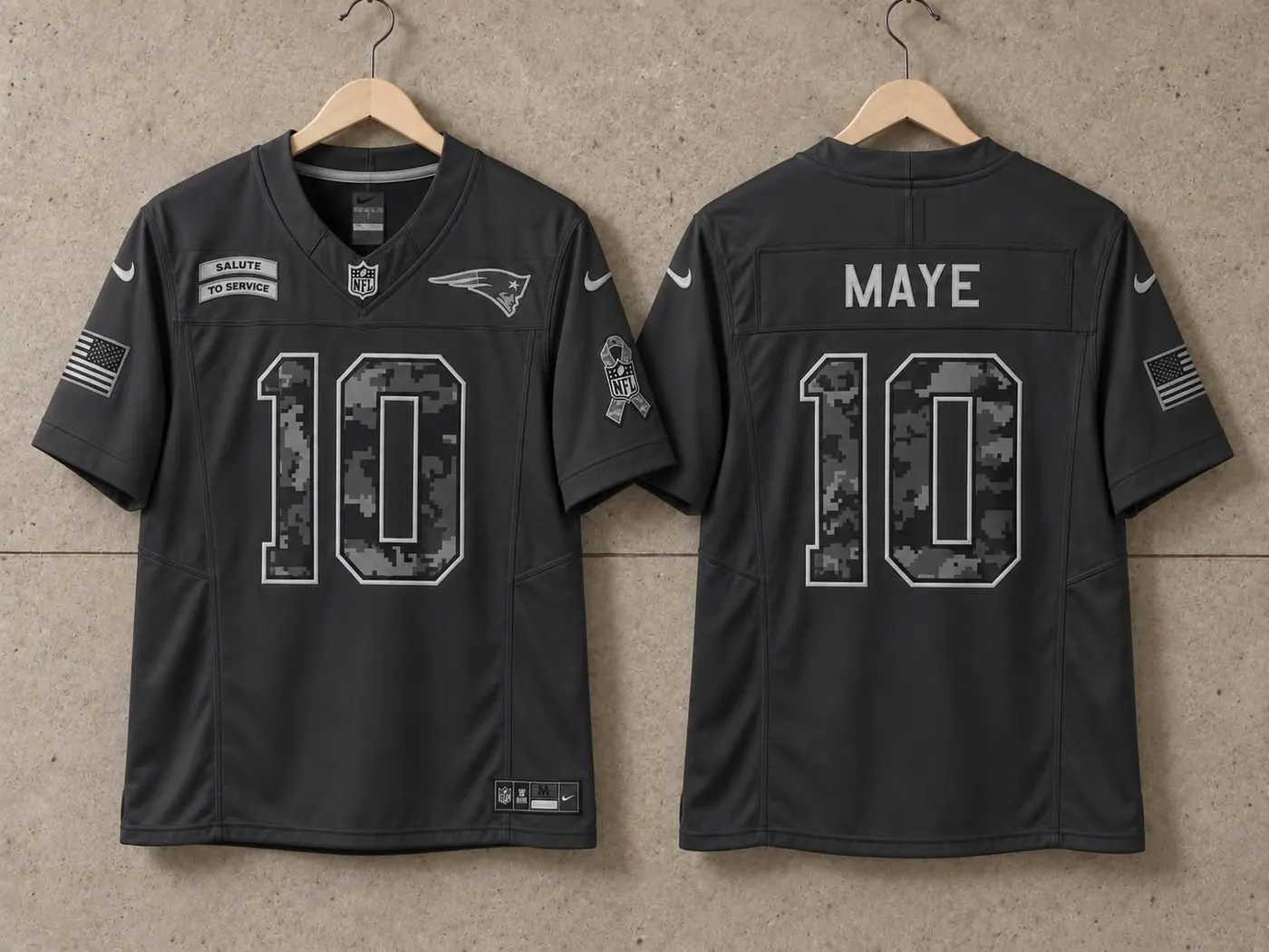 NEW ENGLAND PATRIOTS DRAKE MAYE BLACK SALUTE TO SERVICE JERSEY