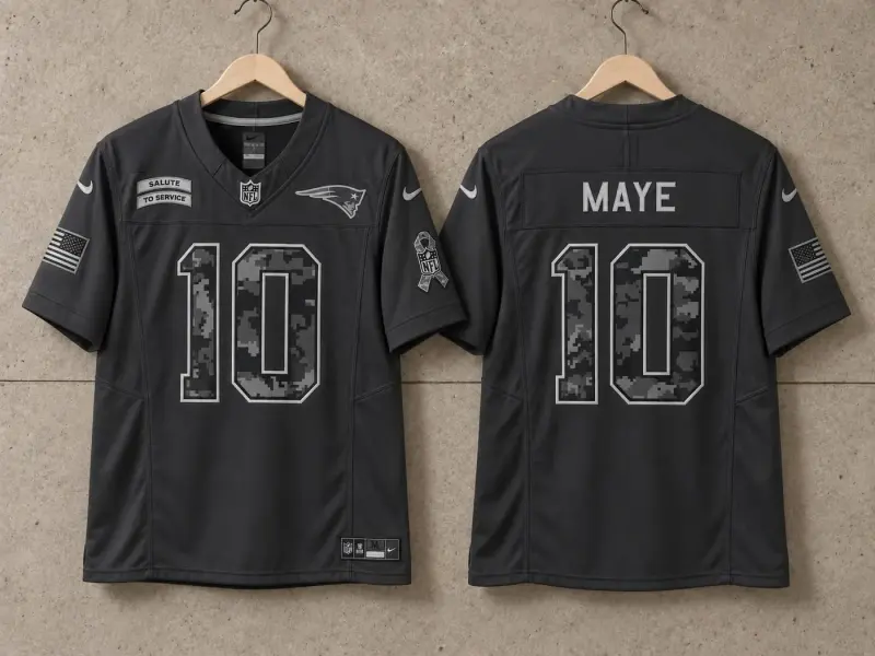NEW ENGLAND PATRIOTS DRAKE MAYE BLACK SALUTE TO SERVICE JERSEY
