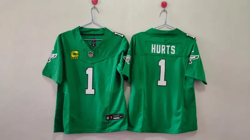 PHILADELPHIA EAGLES JALEN HURTS KELLY GREEN CAPTAIN JERSEY