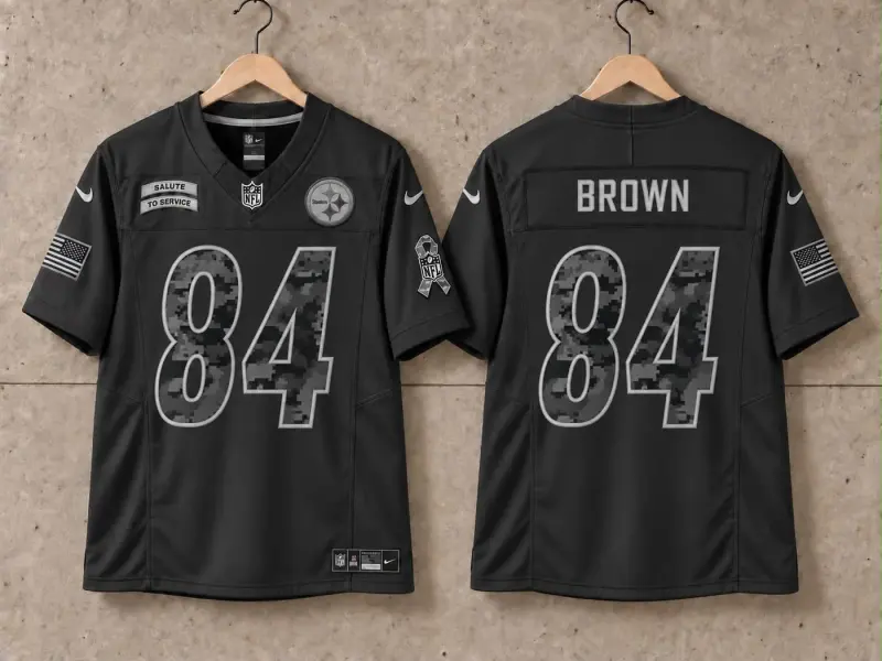 PITTSBURGH STEELERS ANTONIO BROWN BLACK SALUTE TO SERVICE JERSEY