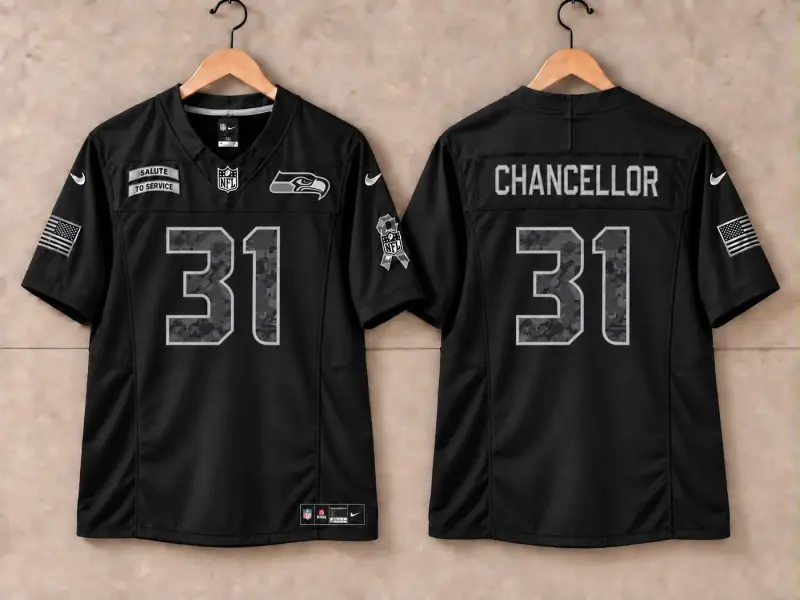 SEATTLE SEAHAWKS KAM CHANCELLOR BLACK SALUTE TO SERVICE JERSEY