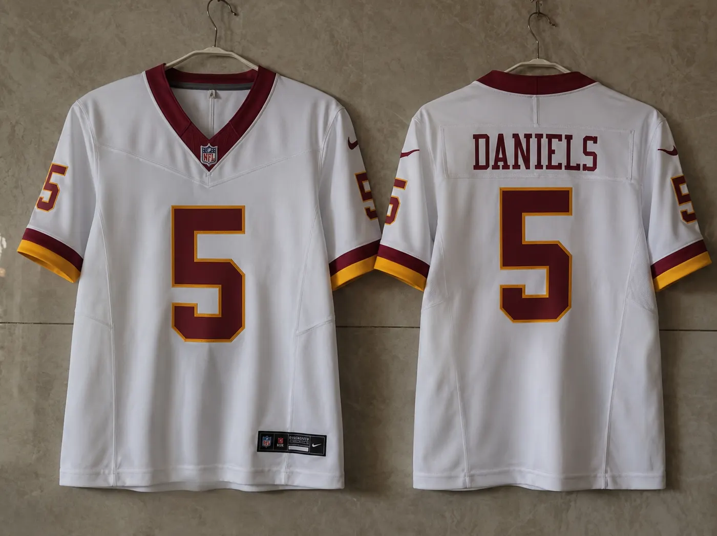 WASHINGTON COMMANDERS JAYDEN DANIELS WHITE JERSEY