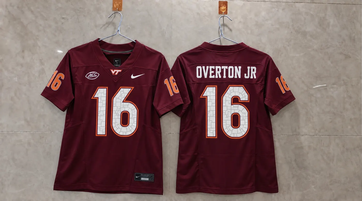 VIRGINIA TE HOKIES JEFFREY OVERTON JR MAROON JERSEY