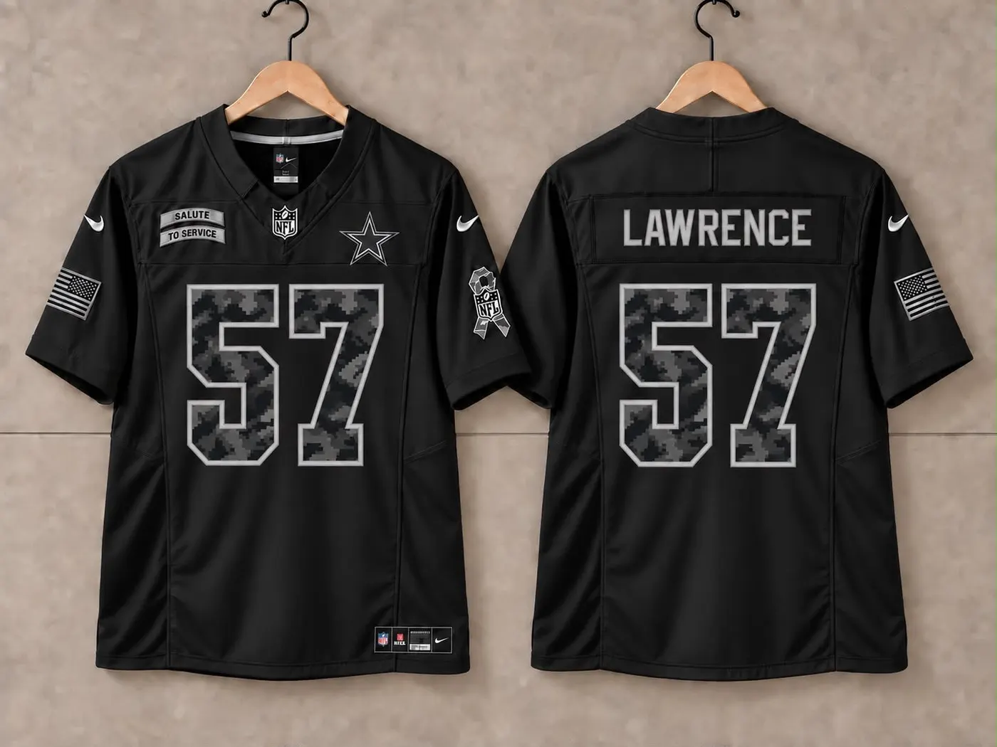 DALLAS COWBOYS MALACHI LAWRENCE BLACK SALUTE TO SERVICE JERSEY