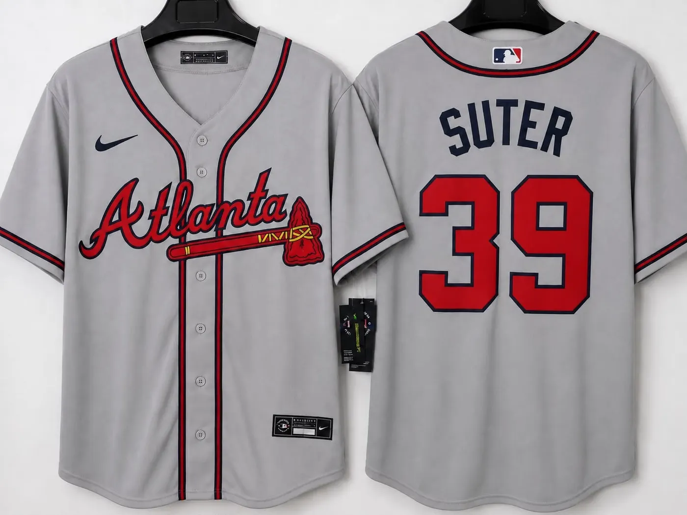 ATLANTA BRAVES BRENT SUTER GREY JERSEY