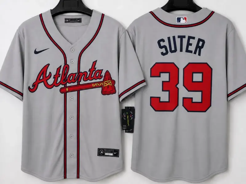 ATLANTA BRAVES BRENT SUTER GREY JERSEY