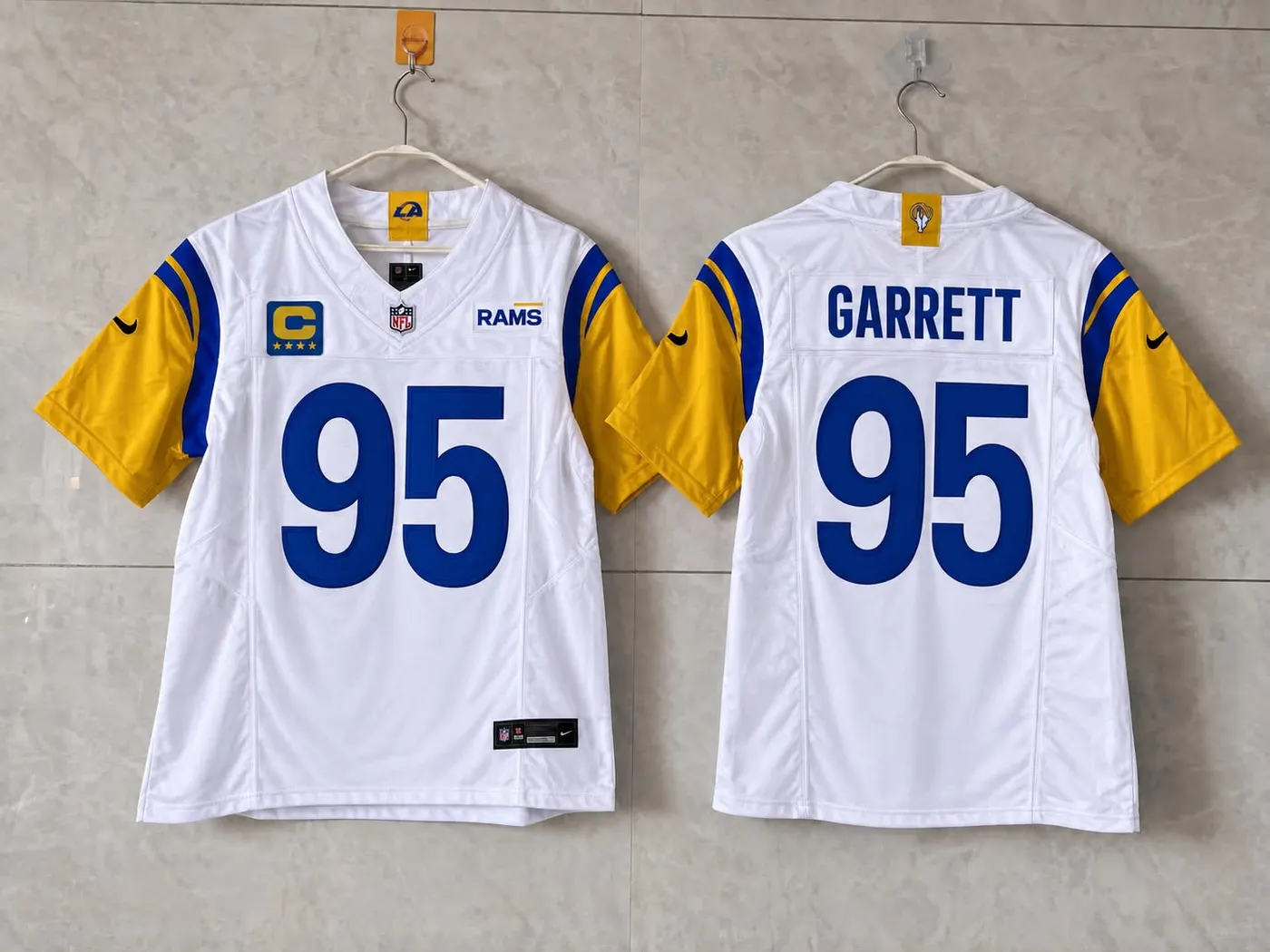 LOS ANGELES RAMS MYLES GARRETT WHITE CAPTAIN JERSEY
