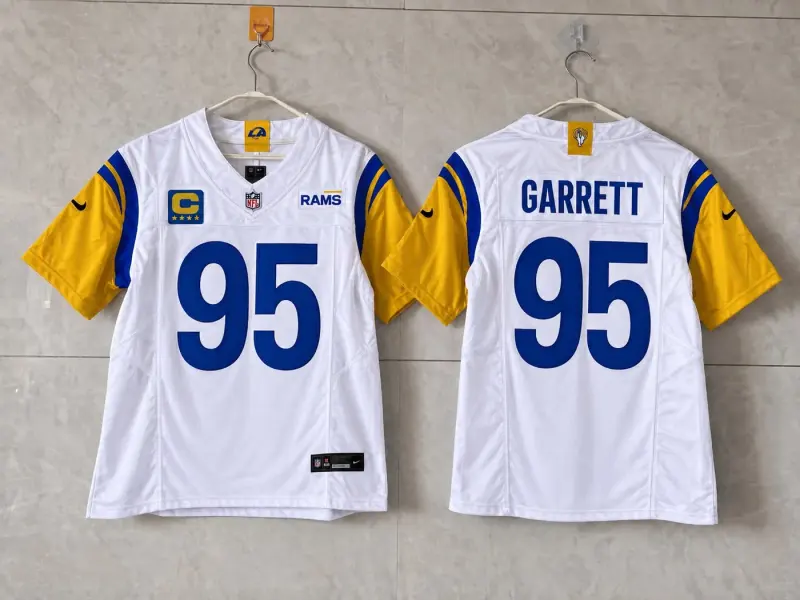 LOS ANGELES RAMS MYLES GARRETT WHITE CAPTAIN JERSEY