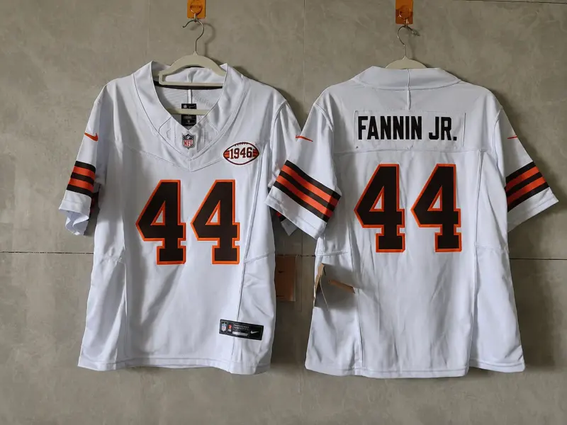 CLEVELAND BROWNS HAROLD FANNIN JR WHITE RETRO JERSEY