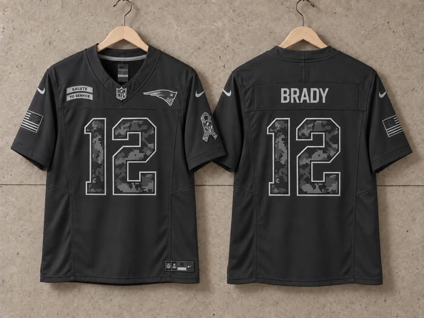 NEW ENGLAND PATRIOTS TOM BRADY BLACK SALUTE TO SERVICE JERSEY