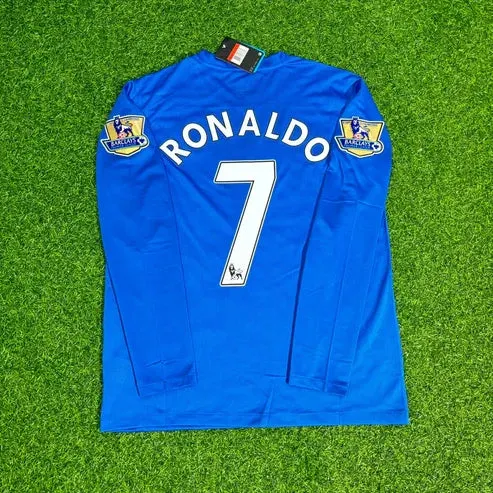 Cristiano Ronaldo Manchester United 2008 Blue EPL Patch Retro Long Sleeve Football