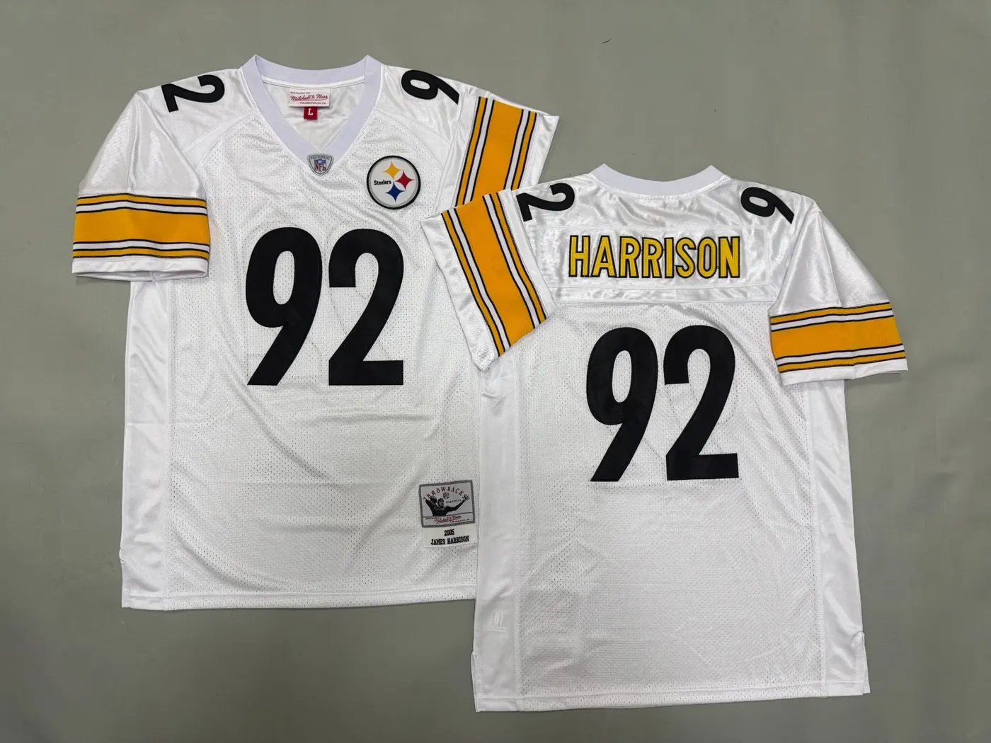PITTSBURGH STEELERS JAMES HARRISON WHITE VINTAGE JERSEY