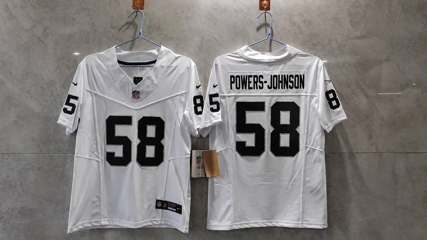 LAS VEGAS RAIDERS JACKSON POWERS-JOHNSON WHITE JERSEY