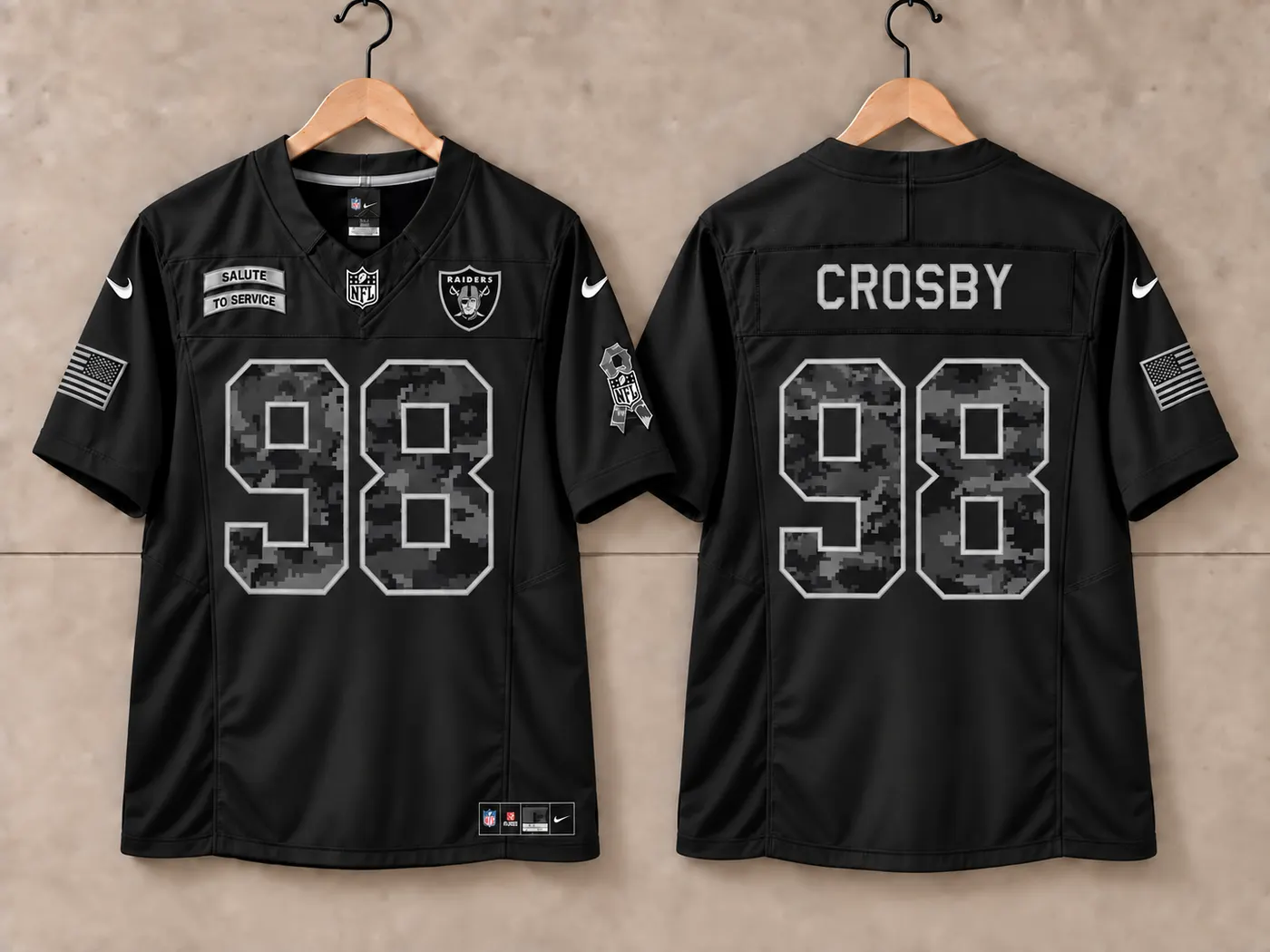 LAS VEGAS RAIDERS MAXX CROSBY BLACK SALUTE TO SERVICE JERSEY