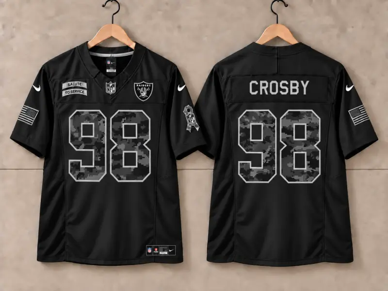 LAS VEGAS RAIDERS MAXX CROSBY BLACK SALUTE TO SERVICE JERSEY
