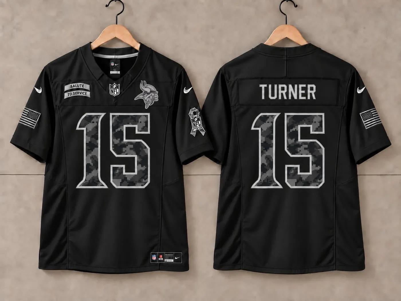 MINNESOTA VIKINGS DALLAS TURNER BLACK SALUTE TO SERVICE JERSEY
