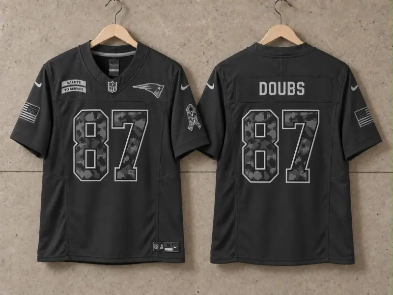 NEW ENGLAND PATRIOTS ROMEO DOUBS BLACK SALUTE TO SERVICE JERSEY 
