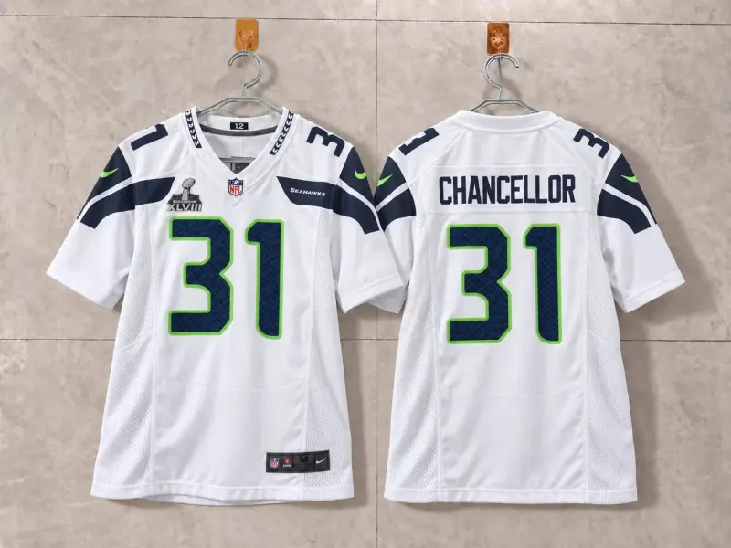 SEATTLE SEAHAWKS KAM CHANCELLOR WHITE SUPER BOWL JERSEY