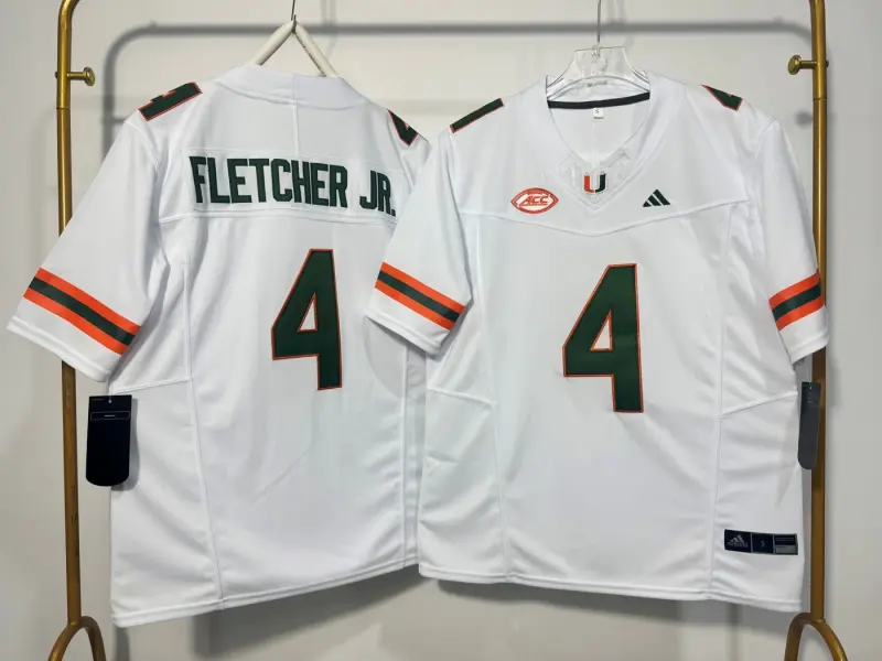 MIAMI HURRICANES MARK FLETCHER JR WHITE JERSEY