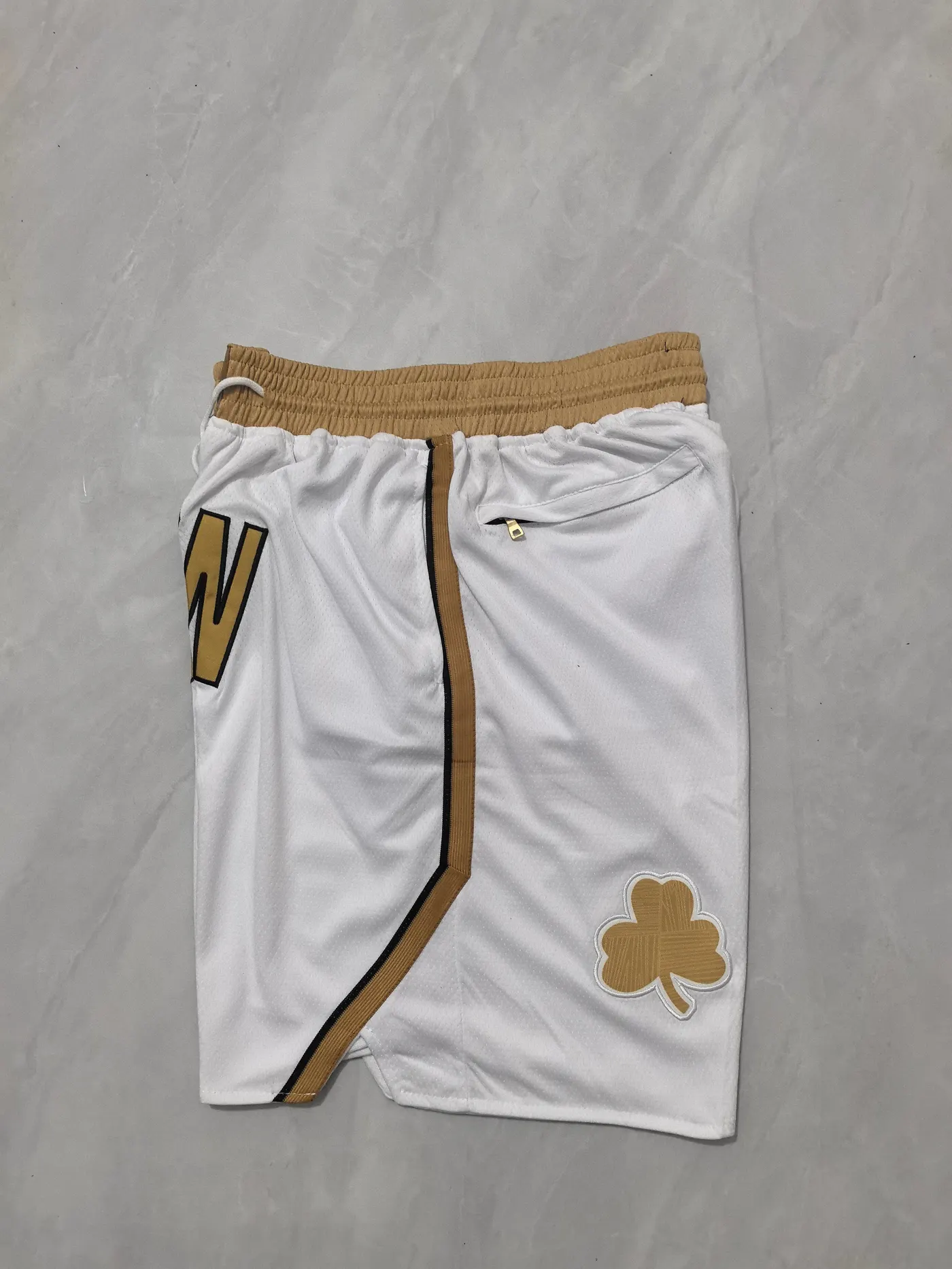 BOSTON CELTICS WHITE AND GOLD SHORTS