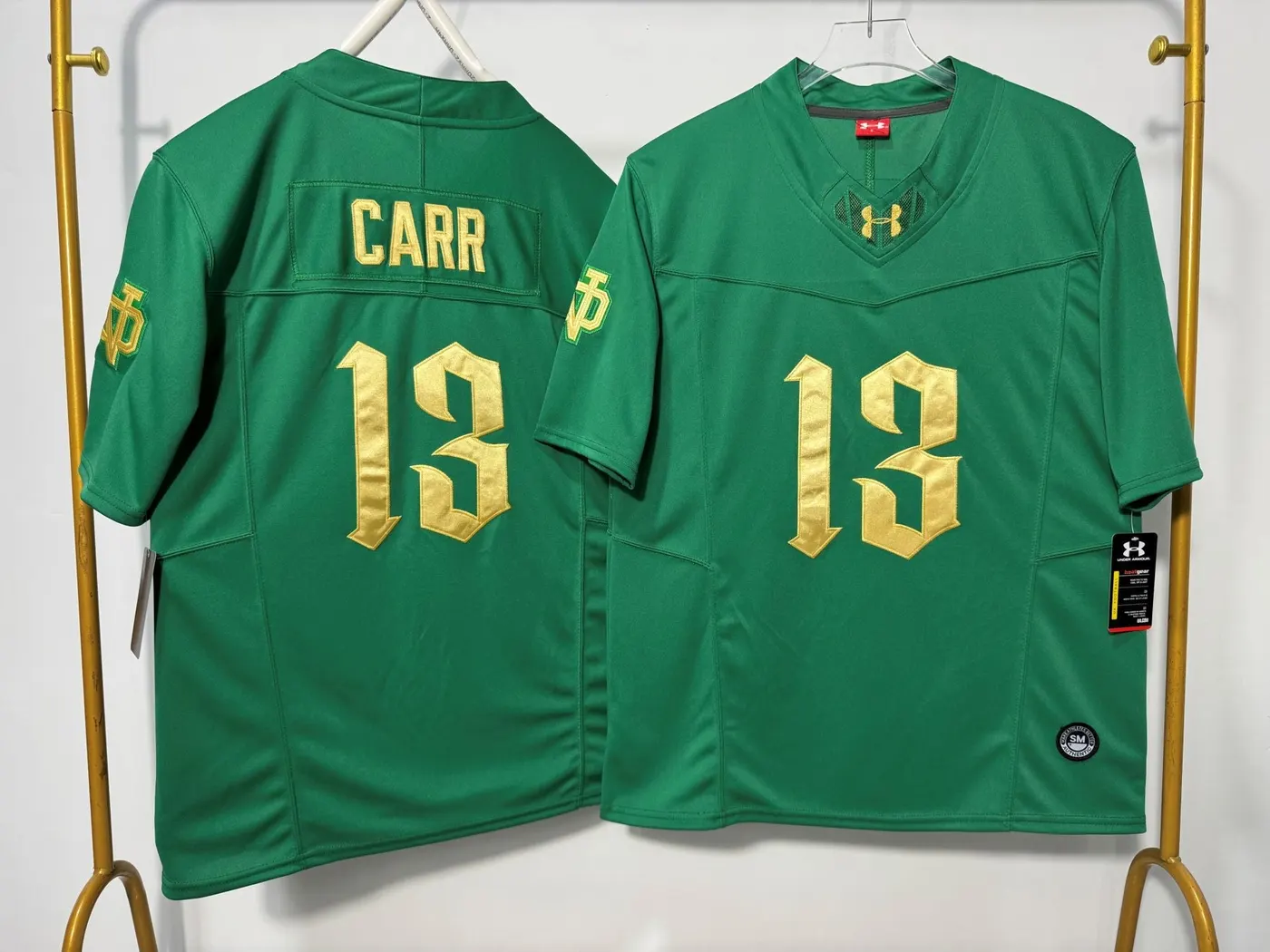 NOTRE DAME FIGHTING IRISH CJ CARR GREEN JERSEY