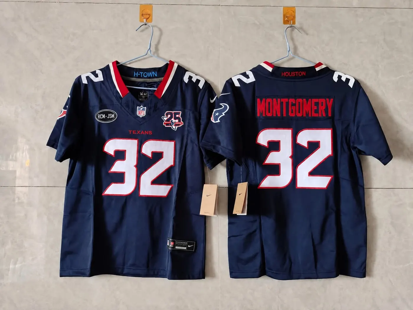 HOUSTON TEXANS DAVID MONTGOMERY BLUE 25 YEAR ANNIVERSARY JERSEY