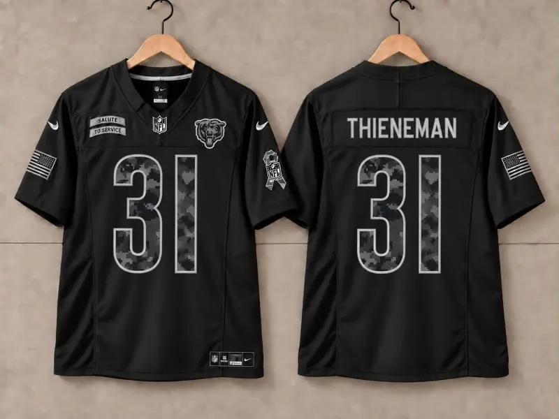 CHICAGO BEARS DILLON THIENEMAN. BLACK SALUTE TO SERVICE JERSEY