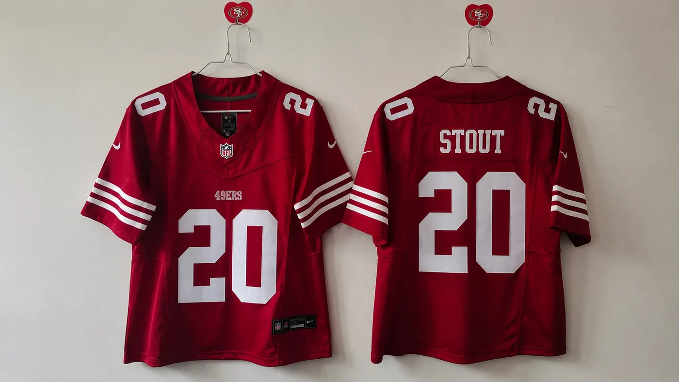 SAN FRANCISCO 49ERS JACOB STOUT RED JERSEY