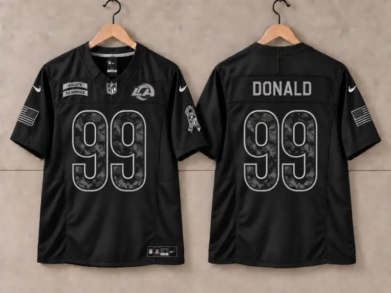 LOS ANGELES RAMS AARON DONALD BLACK SALUTE TO SERVICE JERSEY