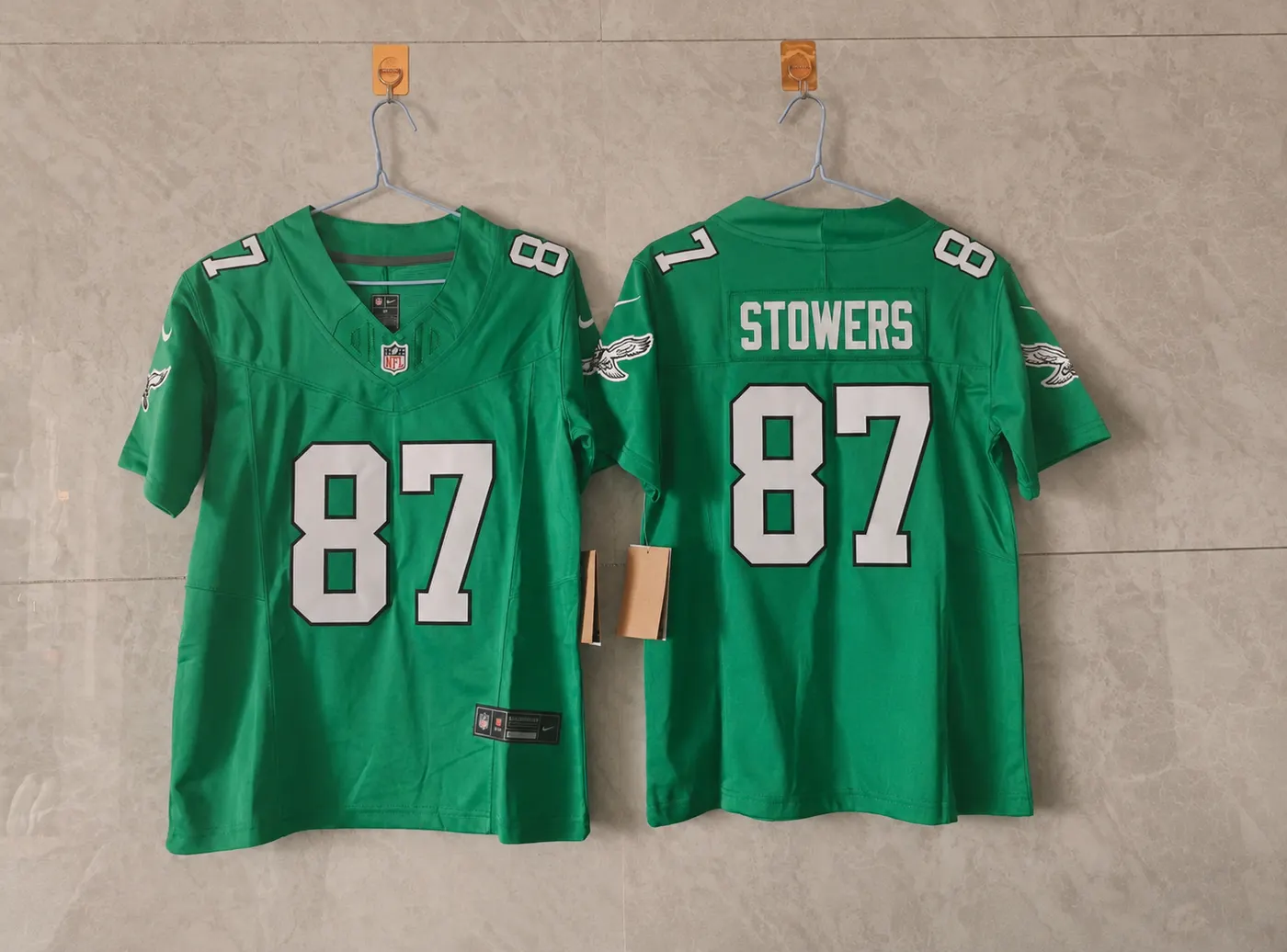 PHILADELPHIA EAGLES ELI STOWERS KELLY GREEN JERSEY