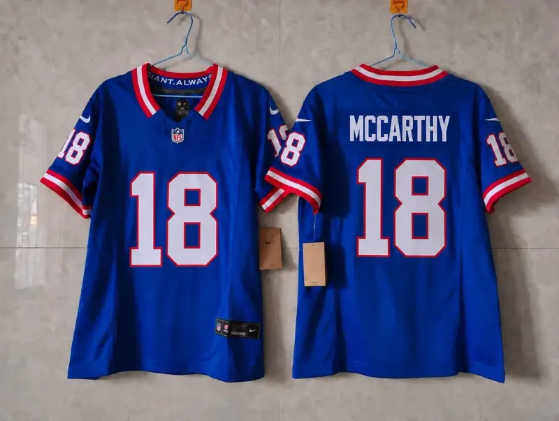 NEW YORK GIANTS JJ MCCARTHY BLUE RETRO JERSEY