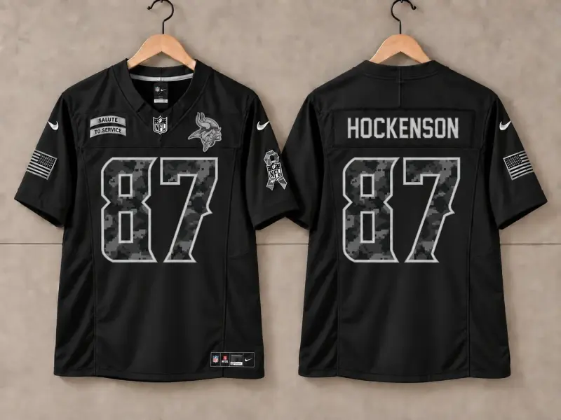 MINNESOTA VIKINGS TJ HOCKENSON BLACK SALUTE TO SERVICE JERSEY