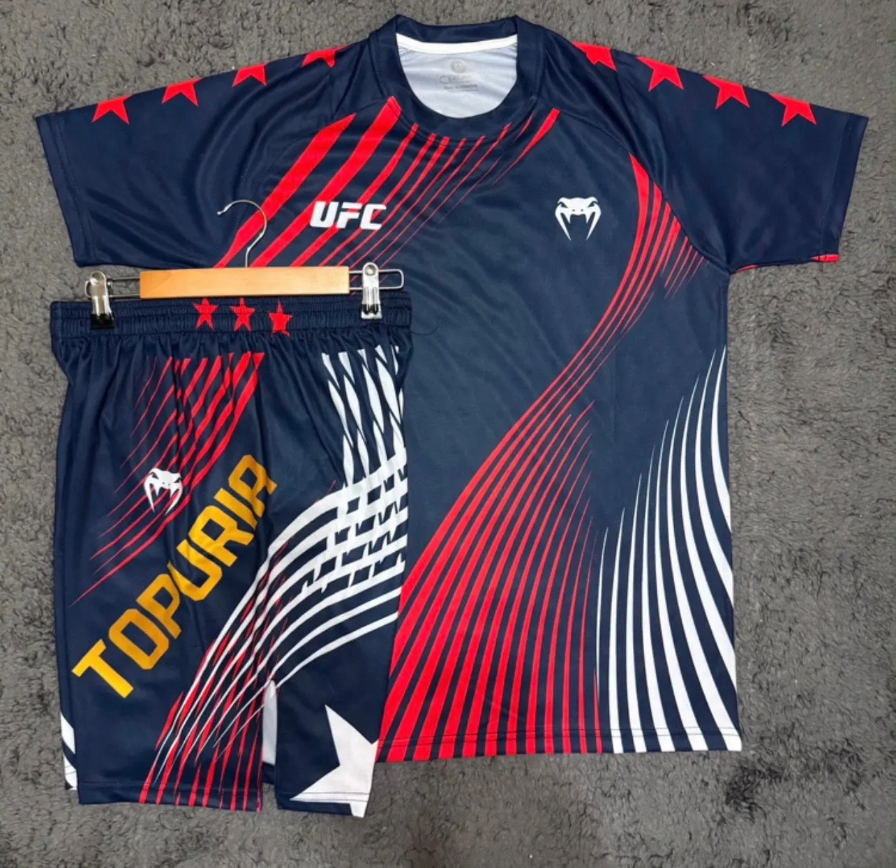 ILIA TOPURIA BLUE AND RED SHIRT AND SHORT COMBO