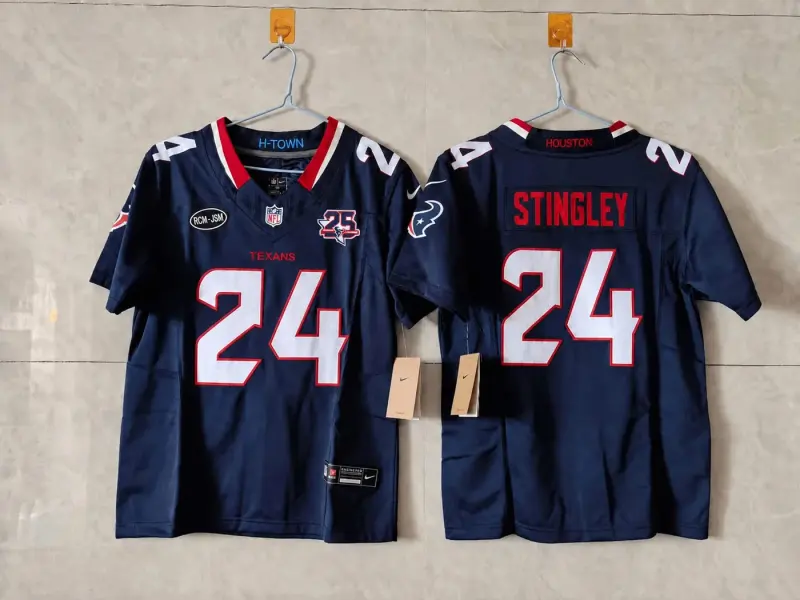 HOUSTON TEXANS DEREK STINGLEY BLUE 25 YEAR ANNIVERSARY JERSEY