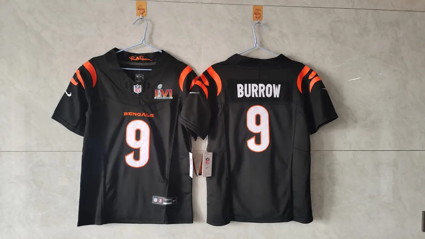 Cincinnati Bengals Joe Burrow Super Bowl Black Jersey