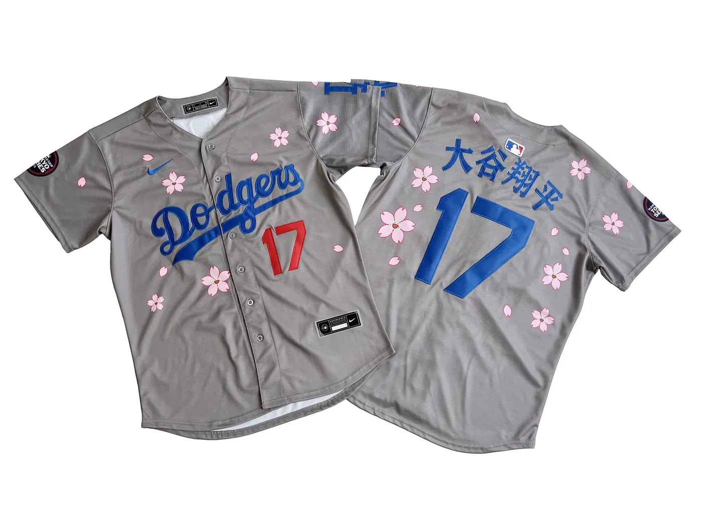 LOS ANGELES DODGERS SHOHEI OHTANI GREY JAPANESE CHERRY BLOSSOM JERSEY