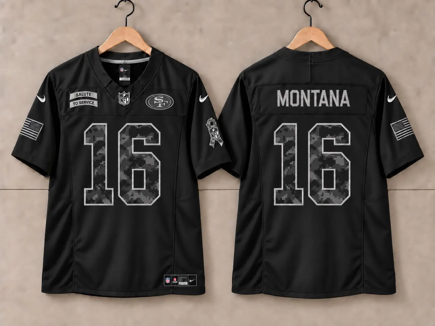 SAN FRANCISCO JOE MONTANA BLACK SALUTE TO SERVICE JERSEY