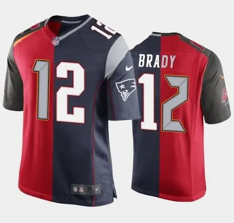 TOM BRADY, TAMPA BAY BUCCANEERS AND NEW ENGLAND PATRIOTS JERSEY